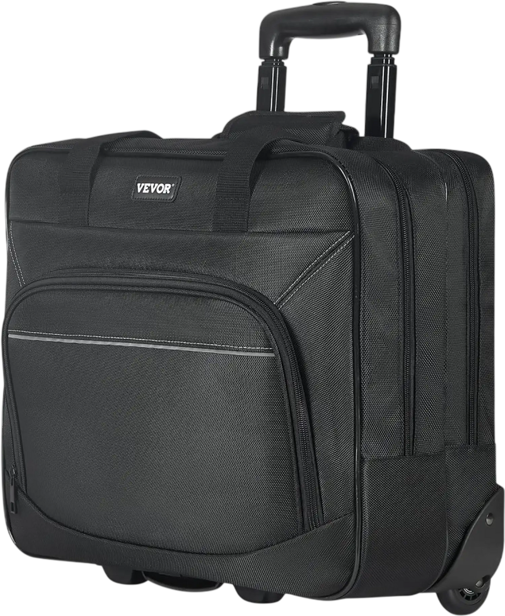 VEVOR Rolling Laptop Bag, Fits Up to 15.6 Inch Laptop, Wheeled Briefcase, Roller Computer Tote Bag with Wheels & Telescoping Handle, Laptop Case for Work Travel Business Office, Women & Men (Black)