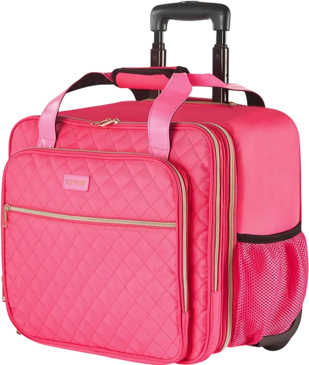 VEVOR Rolling Laptop Bag, Fits Up to 17.3 Inch Laptop, Wheeled Briefcase, Roller Computer Tote Bag with 2 Fixed Wheels & Telescoping Handle, Laptop Case for Work Travel Business Office, Red