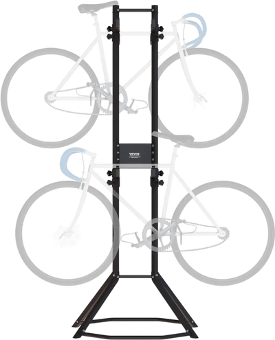 VEVOR 4 Bike Storage Rack, Free Standing Gravity Wall Vertical Bike Rack, Fully Adjustable Bike Rack Garage, Sturdy Steel & Easy Assemble, for Garage, Living Room, Shed, Holds Up to 260 lbs Black