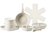 VEVOR 17 Piece Pots and Pans Set Nonstick, Detachable Handle Cookware, Space Saving Induction cookware set, Kitchen RV Cooking Sets, with Frying, Sauce, Saute, Tempered Glass Lids, Oven Safe, White