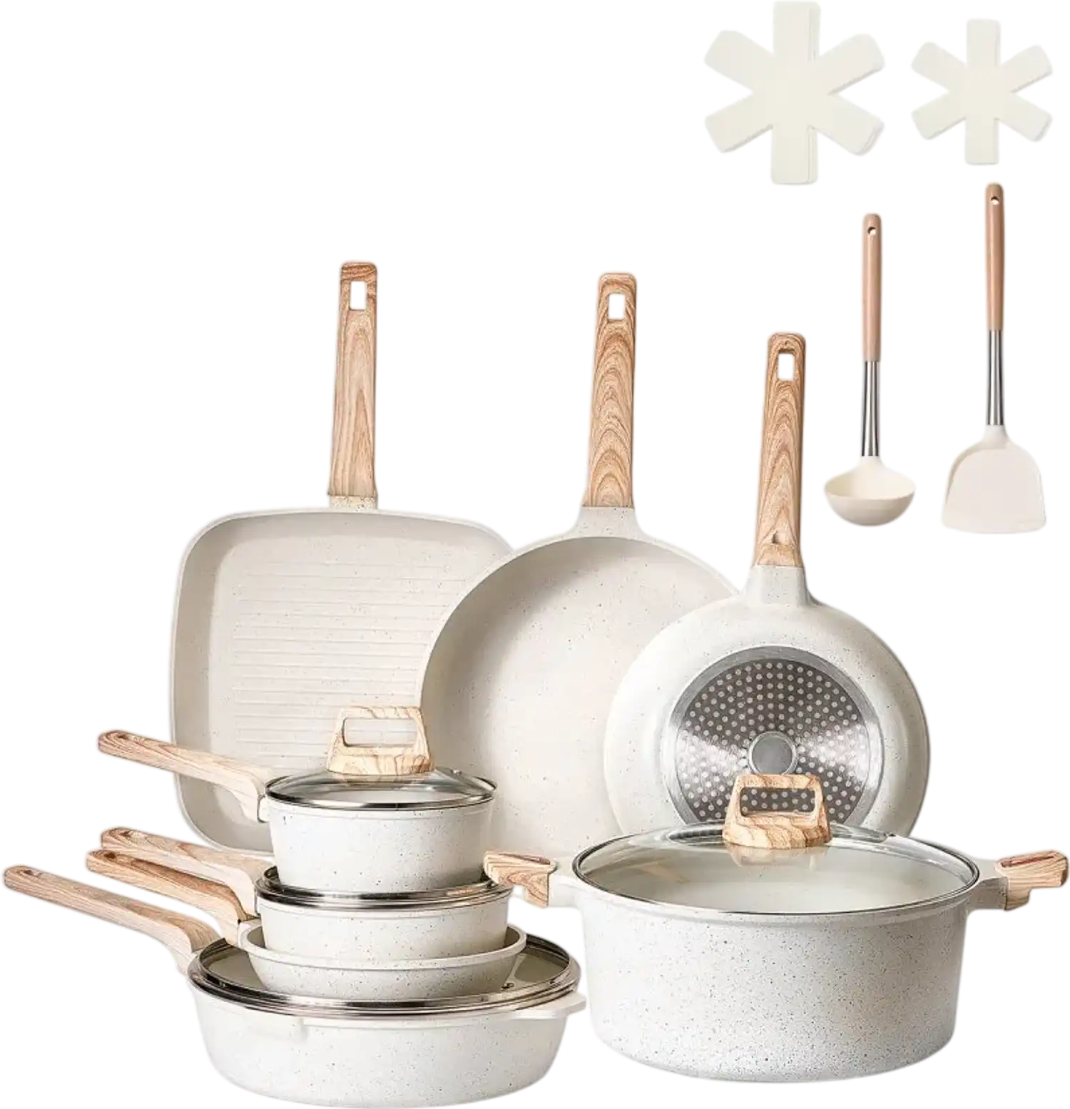 Vevor Cookware Set 19-Piece Nonstick Granite Induction Kitchen Set White New