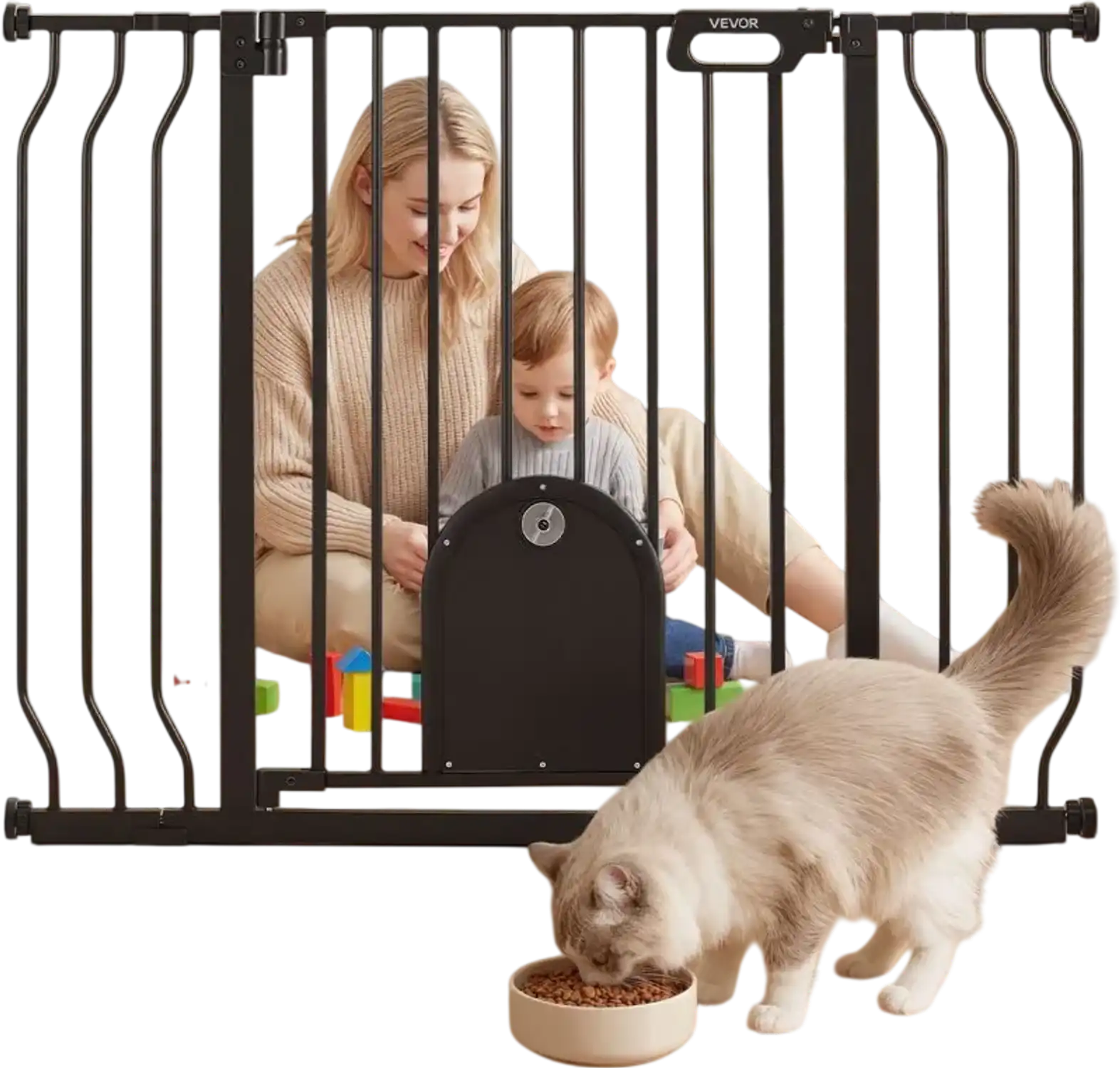 Vevor Baby Gate Adjustable Cat Door 29.5-43