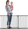 VEVOR Baby Gate, 60.6-63.3 Inches Adjustable Width, 30 Inches High Dog Gate, Easy Step Walk Thru, for Child Pet Security, Pressure Mount Kit, Wall Cups, One-Hand Open, for Stairs and Doorways, Black
