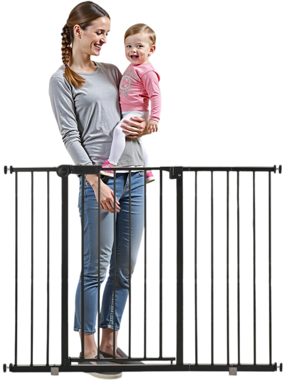 VEVOR Baby Gate, 26-48 Inches Adjustable Width, 36 Inches High Dog Gate, Easy Step Walk Thru, for Child Pet Security, Pressure Mount Kit, Wall Cups, One-Hand Open, for Stairs and Doorways, Black