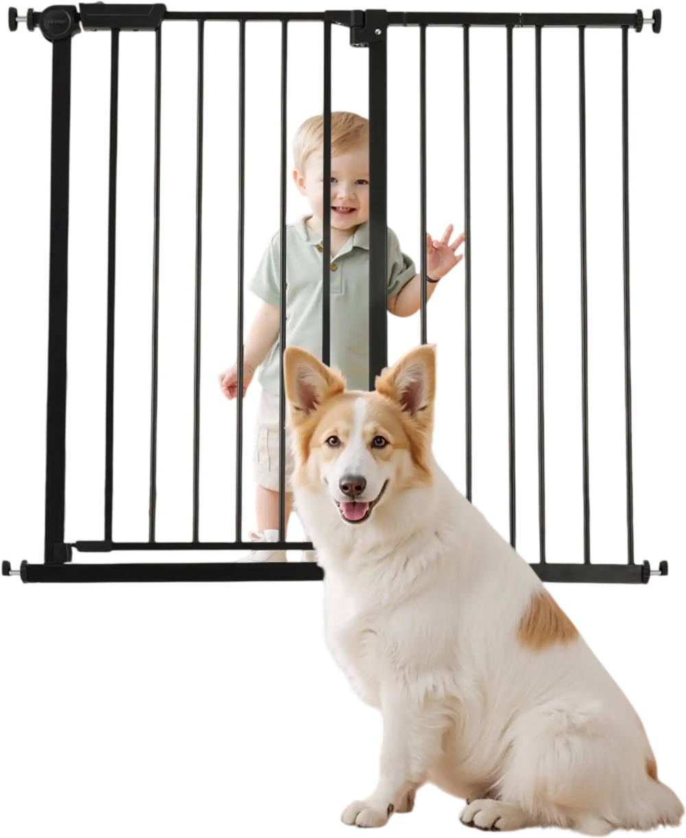 VEVOR Baby Gate, 26-40 Inches Adjustable Width, 36 Inches High Dog Gate, Easy Step Walk Thru, for Child Pet Security, Pressure Mount Kit, Wall Cups, One-Hand Open, for Stairs and Doorways, Black
