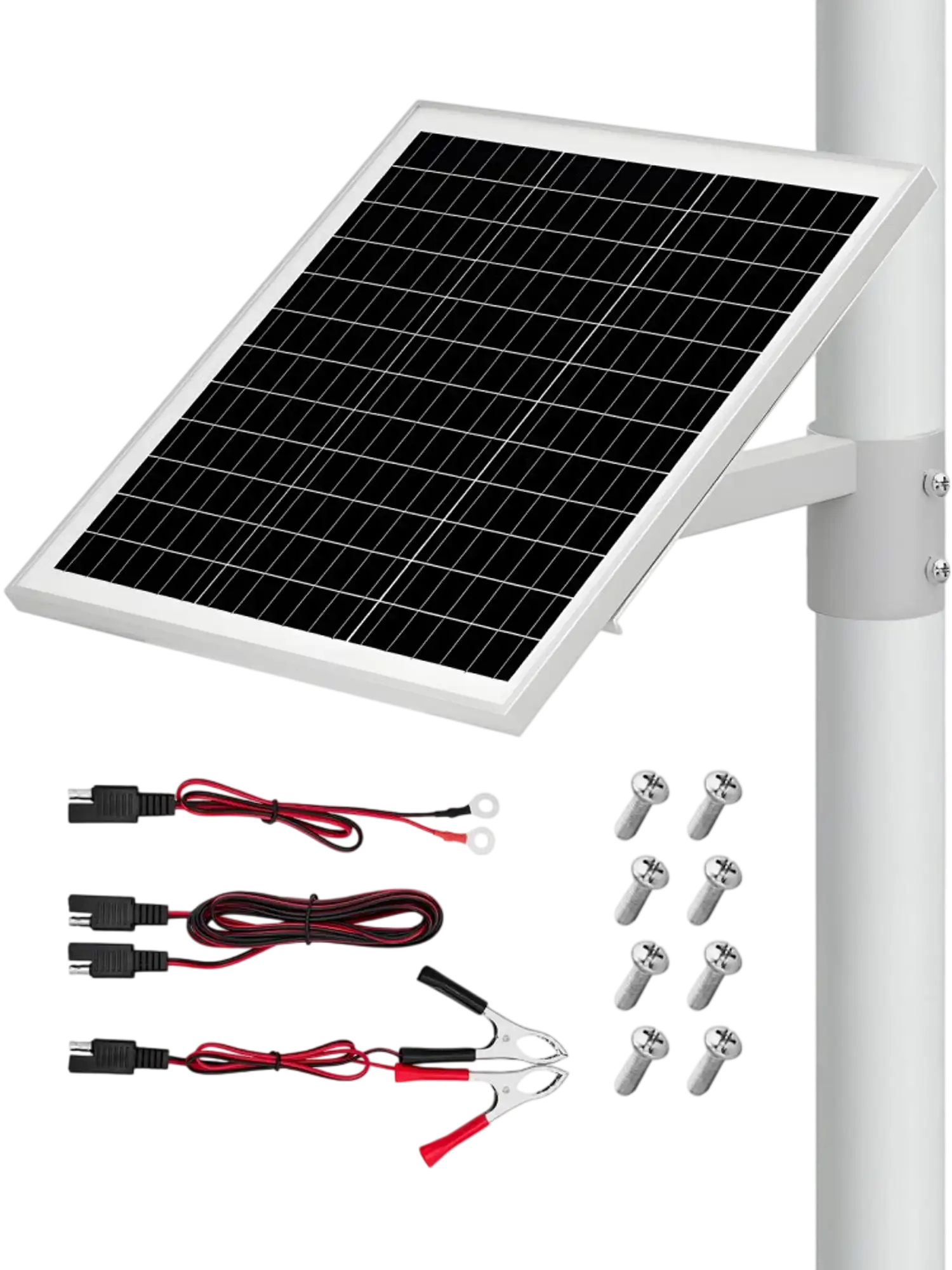 Vevor Solar Panel Battery Charger 20W 12V Trickle Charger Maintainer with Built-in Controller & Pole Mount Bracket New