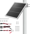 VEVOR 20W 12V Solar Panel Battery Charger, Solar Battery Trickle Charger Maintainer with Built-in Controller & 0-60° Adjustable Pole Mount Bracket, IP67 for Gate Fence Farm Lawn (Fit 1.5" - 3" Poles)