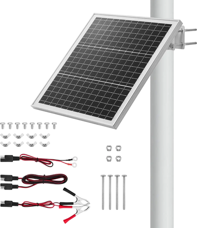 Vevor Solar Panel Battery Charger 20W 12V Trickle Charger Maintainer with Built-in Controller & Adjustable Pole Mount Bracket New