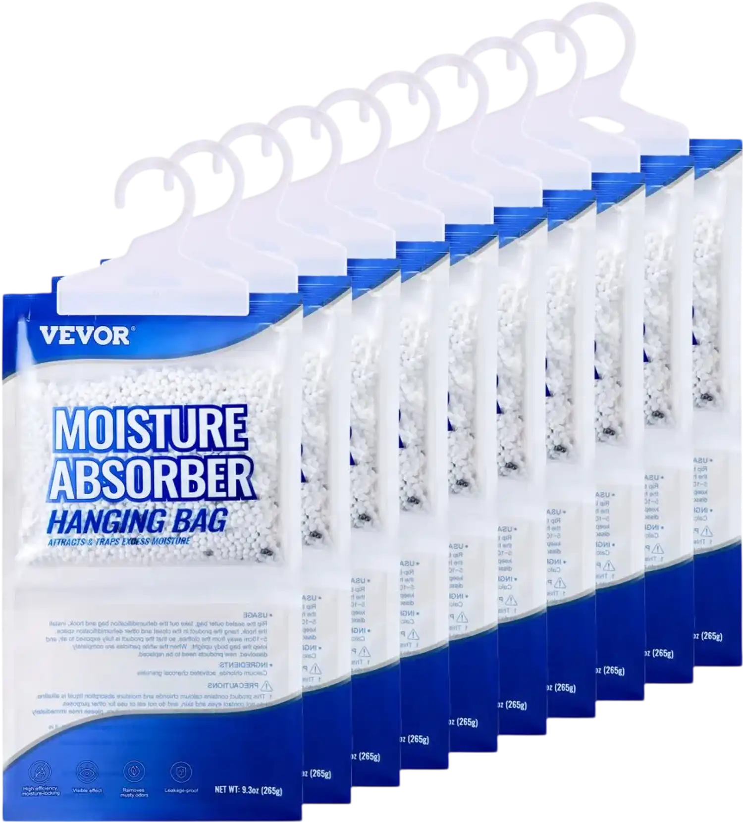 Vevor Moisture Absorber Hanging Closet Dehumidifier Bags 10-Pack 9.3 oz New