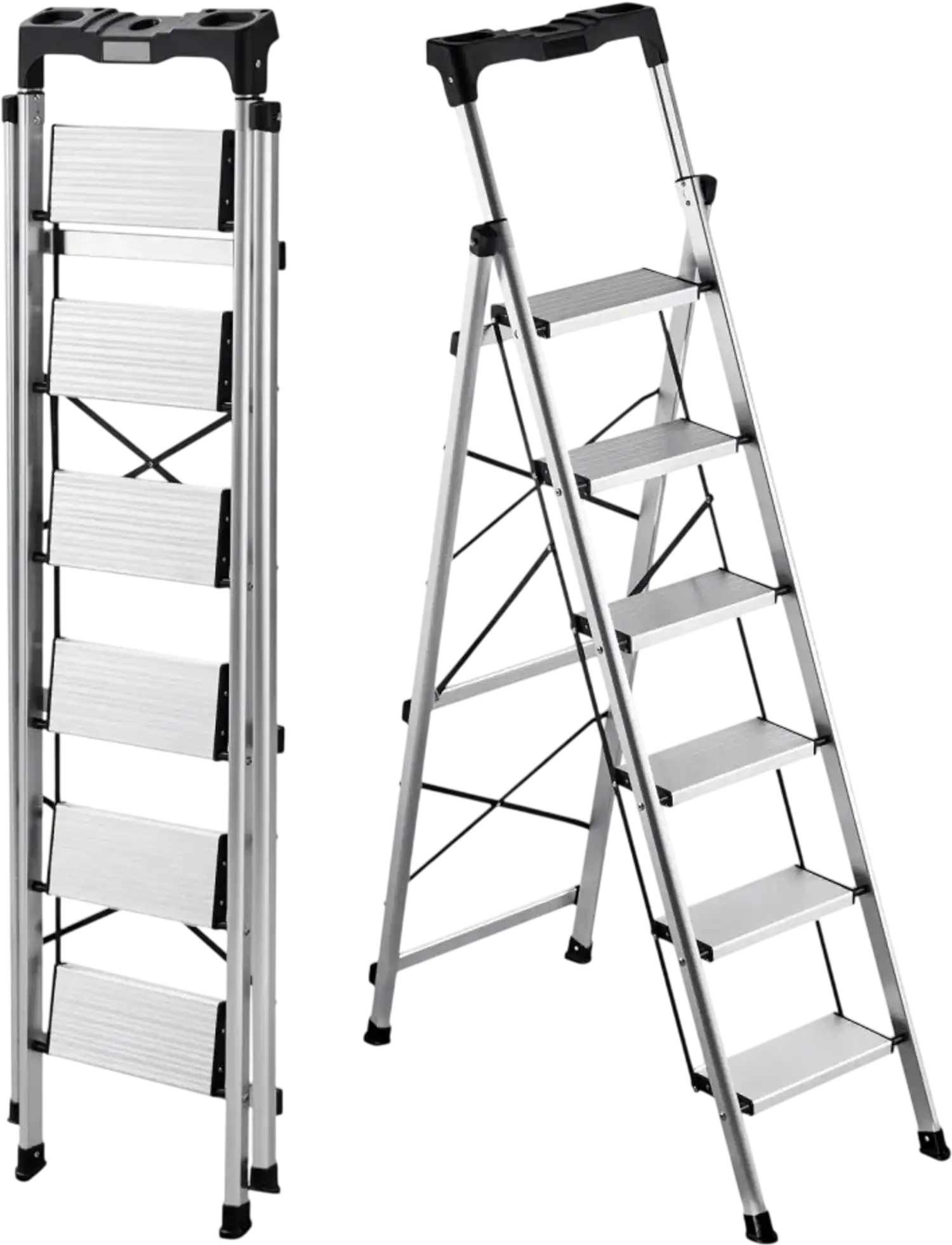 Vevor Step Ladder 6-Step Folding Aluminum Stepladder with Tool Tray and Handgrip New