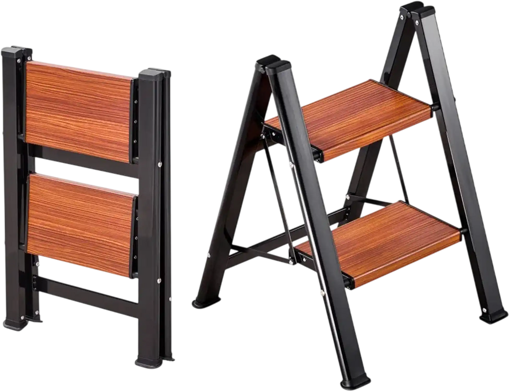 VEVOR 2 Step Ladder, Folding Step Stool with Wide Anti-Slip Pedal and Comfort Handgrip, Lightweight 330 lbs Capacity Portable Aluminum Plant Support, Multi-Use for Adults, Home Repairing, Cleaning