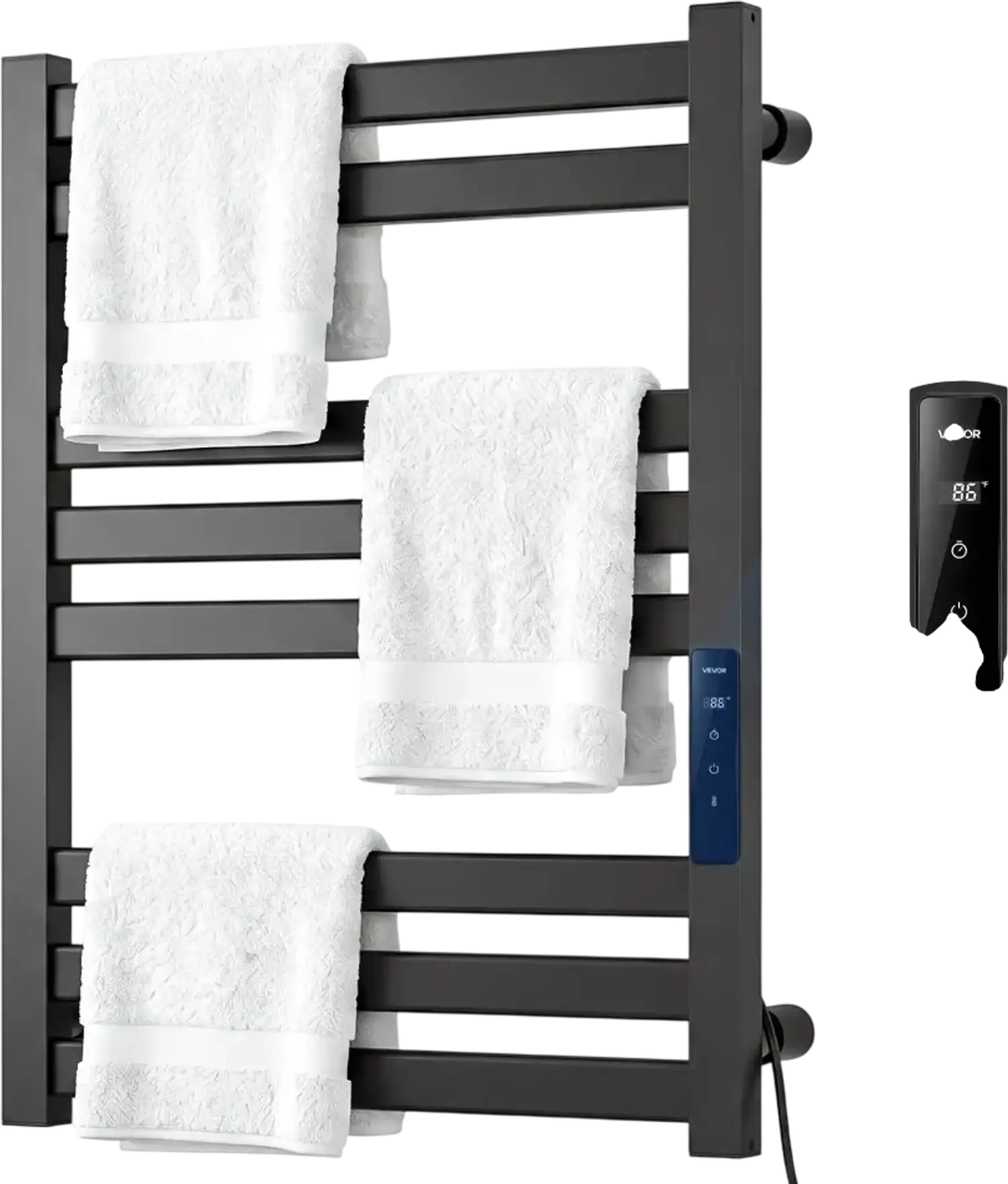 Vevor Towel Warmer Rack Electric Wall-Mounted 8-Bar Aluminum Alloy Bathroom Towel Warmer New