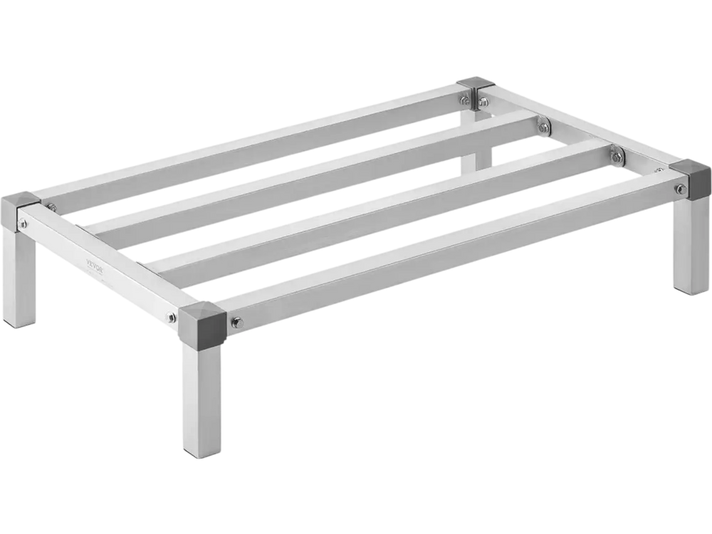 VEVOR Aluminum Dunnage Rack, 36” x 20” Commercial Food Floor Rack, 8” Off the Floor, 1000 lbs Capacity All-Welded Aluminum Storage Rack, for Storage in Restaurants, Kitchens, Garages and Vehicles