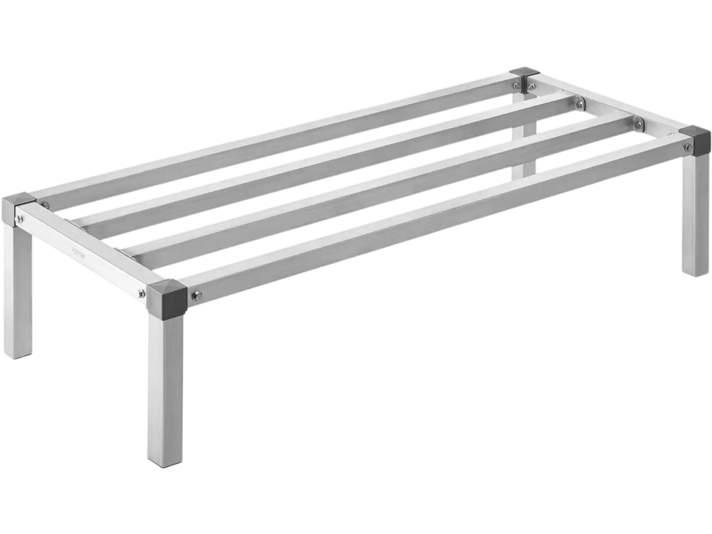 VEVOR Aluminum Dunnage Rack, 48” x 20” Commercial Food Floor Rack, 12” Off the Floor, 1000 lbs Capacity All-Welded Aluminum Storage Rack, for Storage in Restaurants, Kitchens, Garages and Vehicles