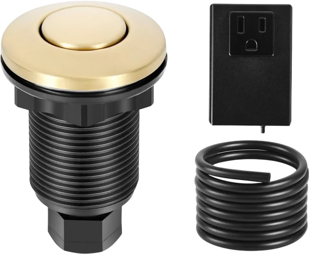 VEVOR Garbage Disposal Air Switch Kit, 2.5" Sink Top Air Switch for Food Waste Disposal, Brushed Gold Stainless Steel ON/OFF Air Button for Waste Disposer - Suitable for Stainless Steel Countertops