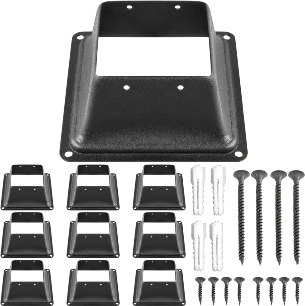 VEVOR Deck Post Base, 10 PCS Post Base Skirt, 4 x 4\" (Internal 3.38x3.38\") Post Support Flange, 2.5 LBS Deck Post Skirt, Powder-Coated Decking Post Base, Wood Post Anch for Deck Support Porch Railin