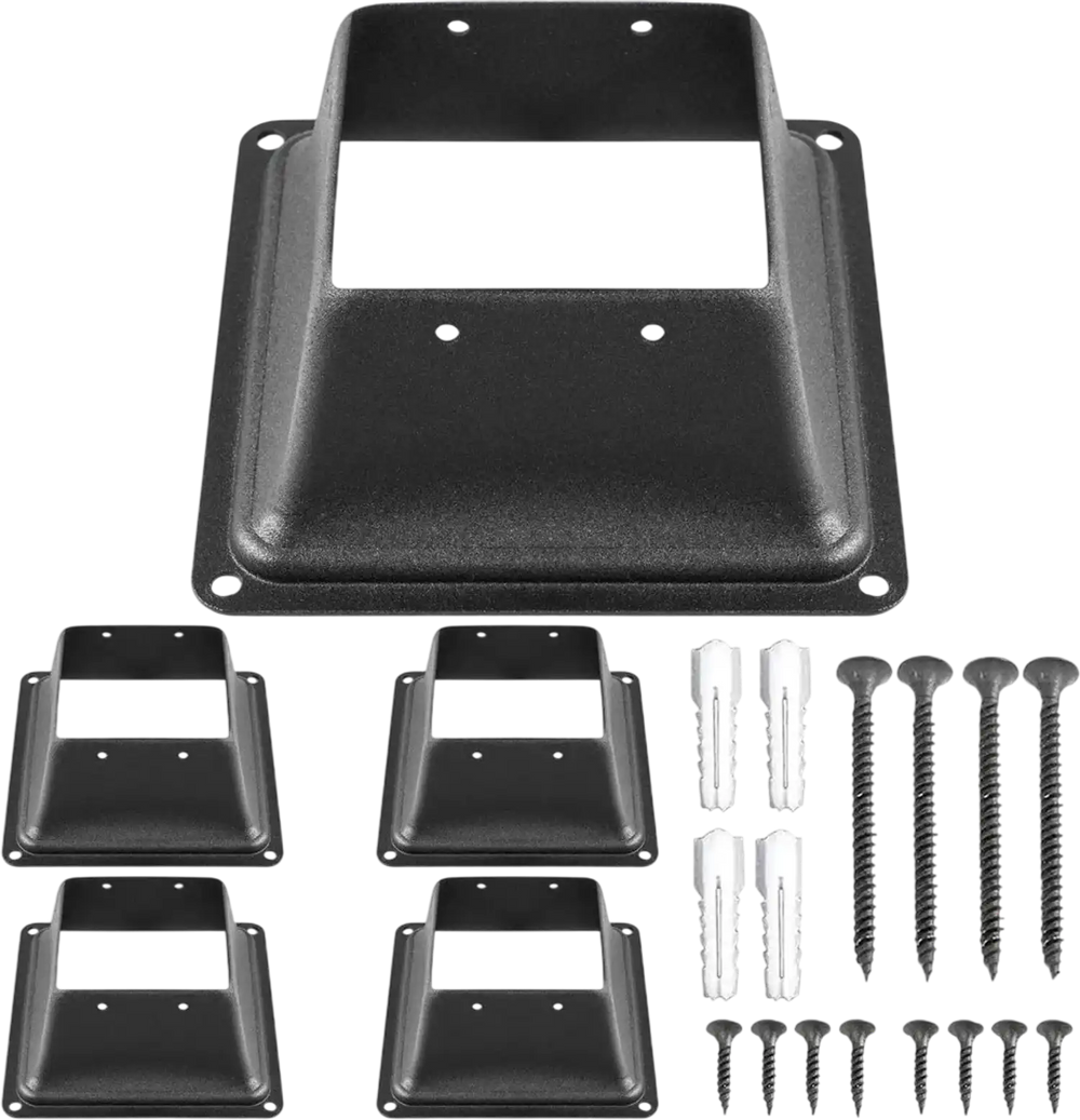 VEVOR Deck Post Base 5 PCS Post Base Skirt 4x4\" (Actual 3.38x3.38\") Post Support Flange 2.5LBS Deck Post Skirt Black Powder-Coated Decking Post Base with Thick Steel for Deck Supports Porch Railings