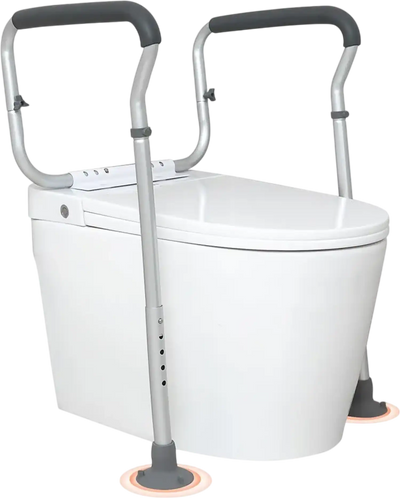 VEVOR Toilet Safety Rail, Bathroom Toilet Seat Frame, Adjustable Width & Height Fit Most Toilets, Supports 300lbs, Toilet Handles Grab Bars with Padded Armrests for Handicap, Disabled, Seniors