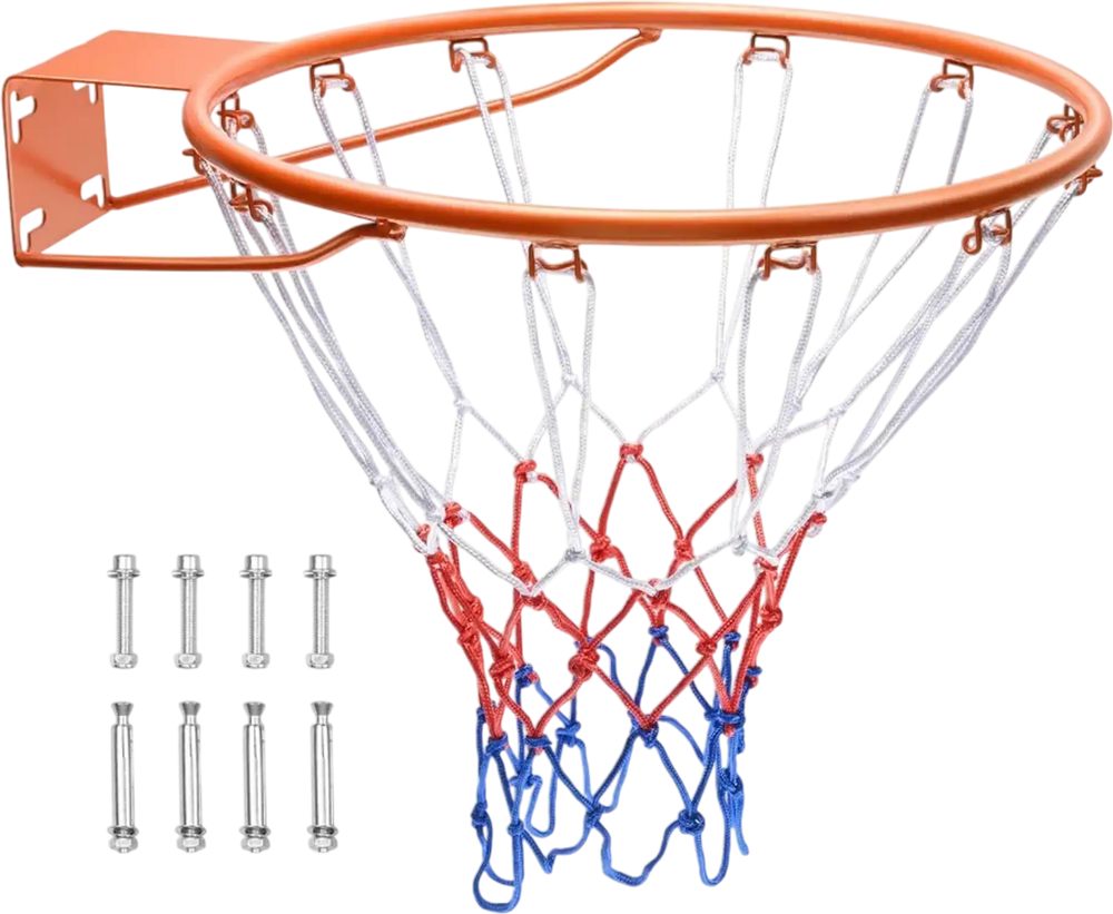 VEVOR Basketball Rim, Wall Door Mounted Basketball Hoop, Heavy Duty Q235 Basketball Flex Rim Goal Replacement with Net, Standard 18" Indoor and Outdoor Hanging Basketball Hoop for Kids Adults