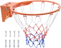 VEVOR Basketball Rim, Wall Door Mounted Basketball Hoop, Heavy Duty Q235 Basketball Flex Rim Goal Replacement with Net, Standard 18