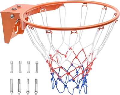 VEVOR Basketball Rim, Wall Door Mounted Basketball Hoop, Heavy Duty Q235 Basketball Flex Rim Goal Replacement with Net, Standard 18