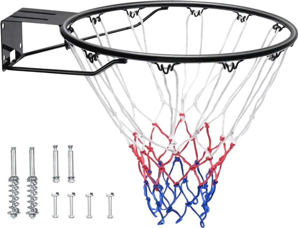 VEVOR Basketball Rim, Wall Door Mounted Basketball Hoop, Heavy Duty Q235 Basketball Flex Rim Goal Replacement with Net and Double Spring, Standard 18" Indoor Outdoor Hanging Hoop for Kids Adults