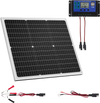 VEVOR 50W 12V Solar Battery Charger Maintainer, Mono Solar Panel Trickle Battery Charger with Upgraded MPPT Controller, IP65 Waterproof for Car Boat RV Trailer Flat Rooftop (Bracket Not Included)