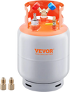 VEVOR Refrigerant Recovery Tank with Float Switch - 30 lb. Capacity ac Recovery Tank with ¼ to ½ Adaptor, Reusable Recovery Tank HVAC for All Refrigerant, Prevent Overflow, with Trace Amount of N₂