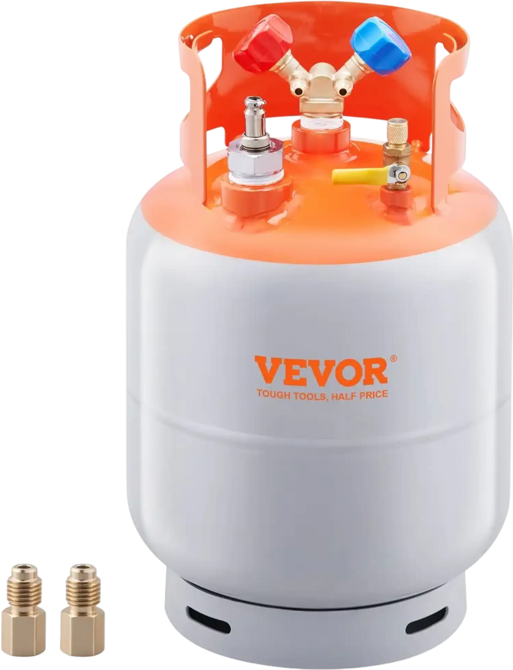 VEVOR Refrigerant Recovery Tank with Float Switch - 30 lb. Capacity ac Recovery Tank with ¼ to ½ Adaptor, Reusable Recovery Tank HVAC for All Refrigerant, Prevent Overflow, with Trace Amount of N₂
