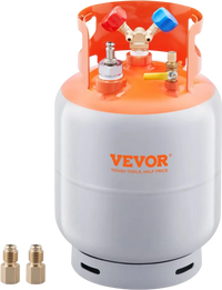 VEVOR Refrigerant Recovery Tank with Float Switch - 30 lb. Capacity ac Recovery Tank with ¼ to ½ Adaptor, Reusable Recovery Tank HVAC for All Refrigerant, Prevent Overflow, with Trace Amount of N₂