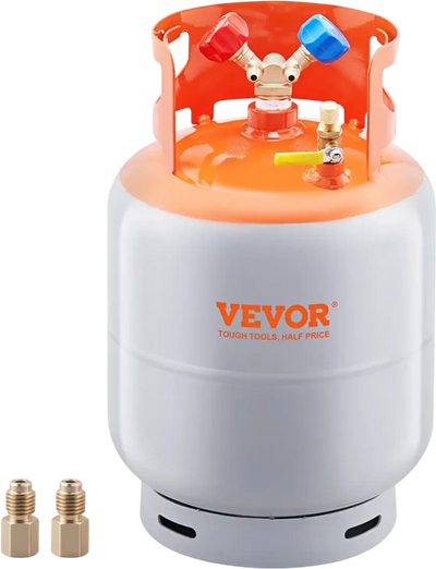 VEVOR Refrigerant Recovery Tank, 50 LBS Capacity, 400 psi Portable Cylinder Tank with Y-Valve for Liquid/Vapor, High-sealing Recovery Can for R22/R134A/R410A, Orange+Gray
