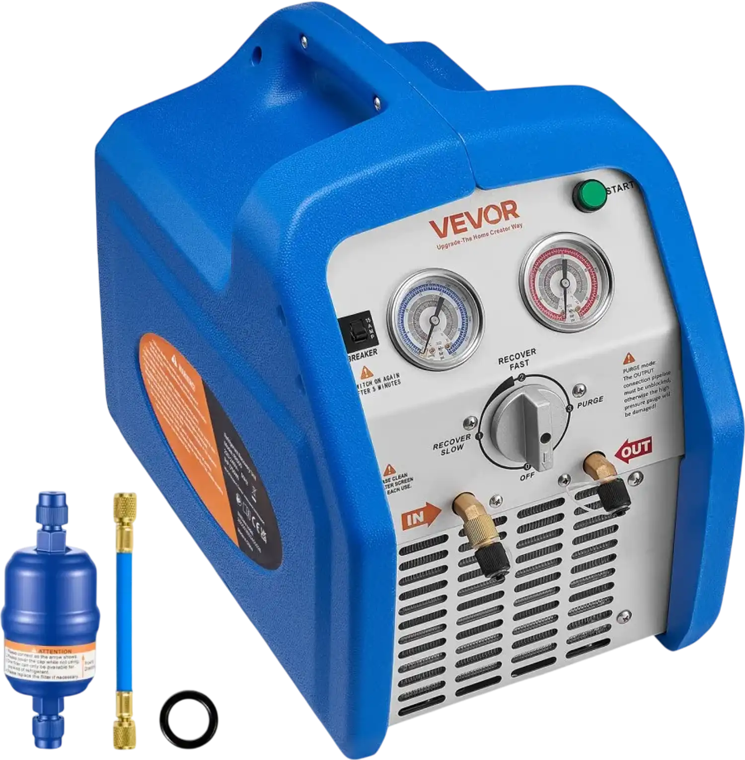 Vevor Refrigerant Recovery Machine Portable 1 HP Dual-Cylinder AC Recovery Unit New