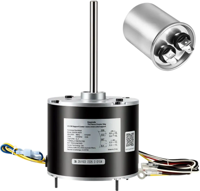VEVOR Condenser Fan Motor with Capacitor, 1/3HP 1075RPM 208-230V, Compatible with GE Genteq K55HXGDD-81195 5KCP39GGY209AS, Fasco D925 D7908, Dayton EM3729F, Century FSE1036SV1, Rheem Ruud 51-100998-05