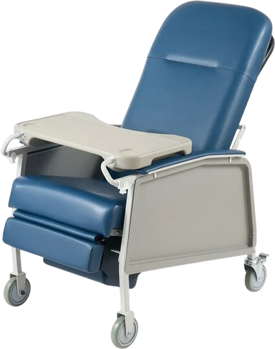 VEVOR 3-Position Geri Reclining Chair 500LBS Capacity Geri Chair Recliner, Comfortable Medical Recliner Chairs with 4 Wheels, Soft Padded Seat & Tray Table for Hospitals, Clinics, Geriatric Home Care