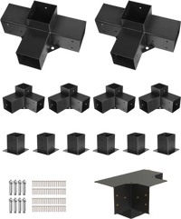 VEVOR Pergola Kit, 4x4 Inch Pergola Brackets for 3.5x3.5 Inch Wood Beams in Actual Dimension, 3-Way (4 Pcs) and 4-Way (2 Pcs) Gazebo Brackets with 6 Post Bases, for Outdoor Pergolas, Gazebos, Sheds
