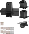 VEVOR Pergola Kit, 4x4 Inch 4-Way Slanted Bracket for 3.5x3.5 Inch Wood Beams in Actual Size, Carbon Steel Pergola Bracket with Post Base and Wall Mount Base, for Outdoor Pergolas, Gazebos, Sheds