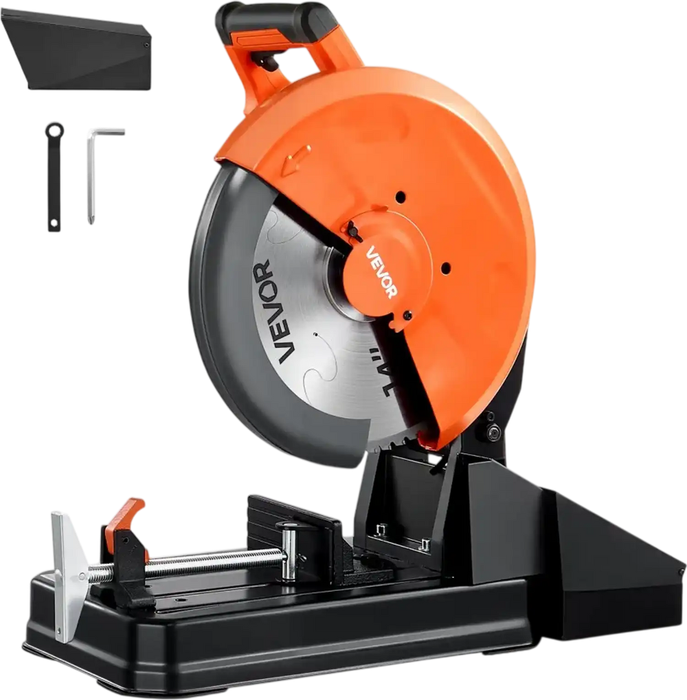 VEVOR Chop Saw 14-inch Cold Cut Blade 3500 W Brushless Motor Cut Off Saw, For Cutting Metal, -45° to 45° Adjustable Angle, 750-1200 r/min Adjustable Speed, Dry Cutting, with Chip Collection Box