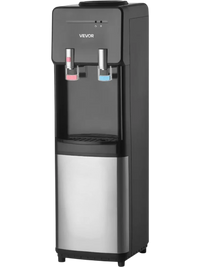 VEVOR Top Loading Water Cooler Dispenser, Hot and Cold Water Dispenser for 3 or 5 Gallons Bottles, Sturdy Stainless Steel and Child Security Lock, Ideal for Homes, Kitchens, Offices, Dorms, Black