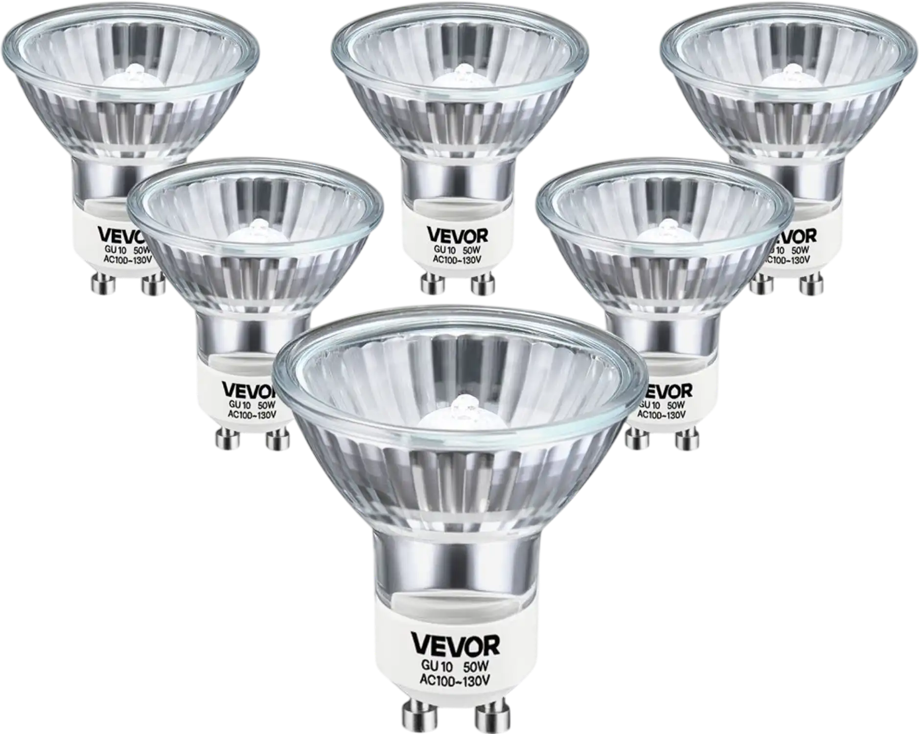 Vevor Halogen Bulbs MR16 GU10 Dimmable 50W 2800K Warm Light Pack of 6 New