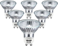 VEVOR Halogen Light Bulbs, MR16 GU10 Candle Warmer Lamp Bulb Dimmable, 100-130V 50W Glass Cover Halogen Bulbs, 2800K Warm Light Bulb, for Wall Lamp, Hood Range, Landscape & Track Lighting, Pack of 6
