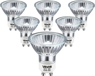 Vevor Halogen Bulbs MR16 GU10 Dimmable 50W 2800K Warm Light Pack of 6 New