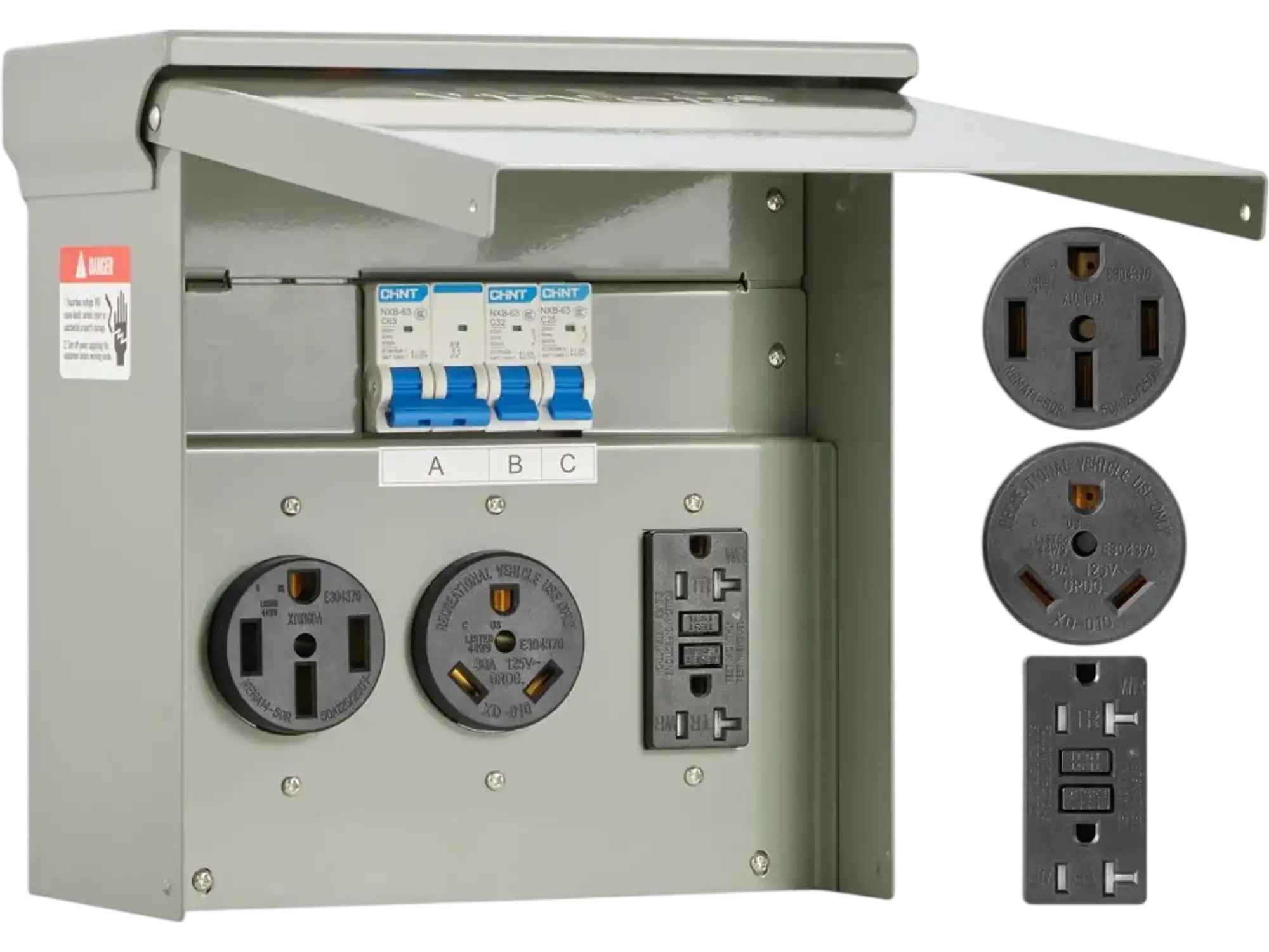 Vevor Temporary Power Outlet Panel 20/30/50 Amp RV EV Electrical Outlet Box New