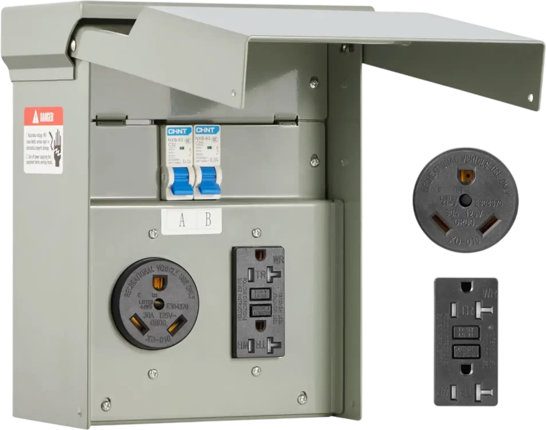 Vevor Temporary Power Outlet Panel 20/30 Amp RV EV Electrical Outlet Box New