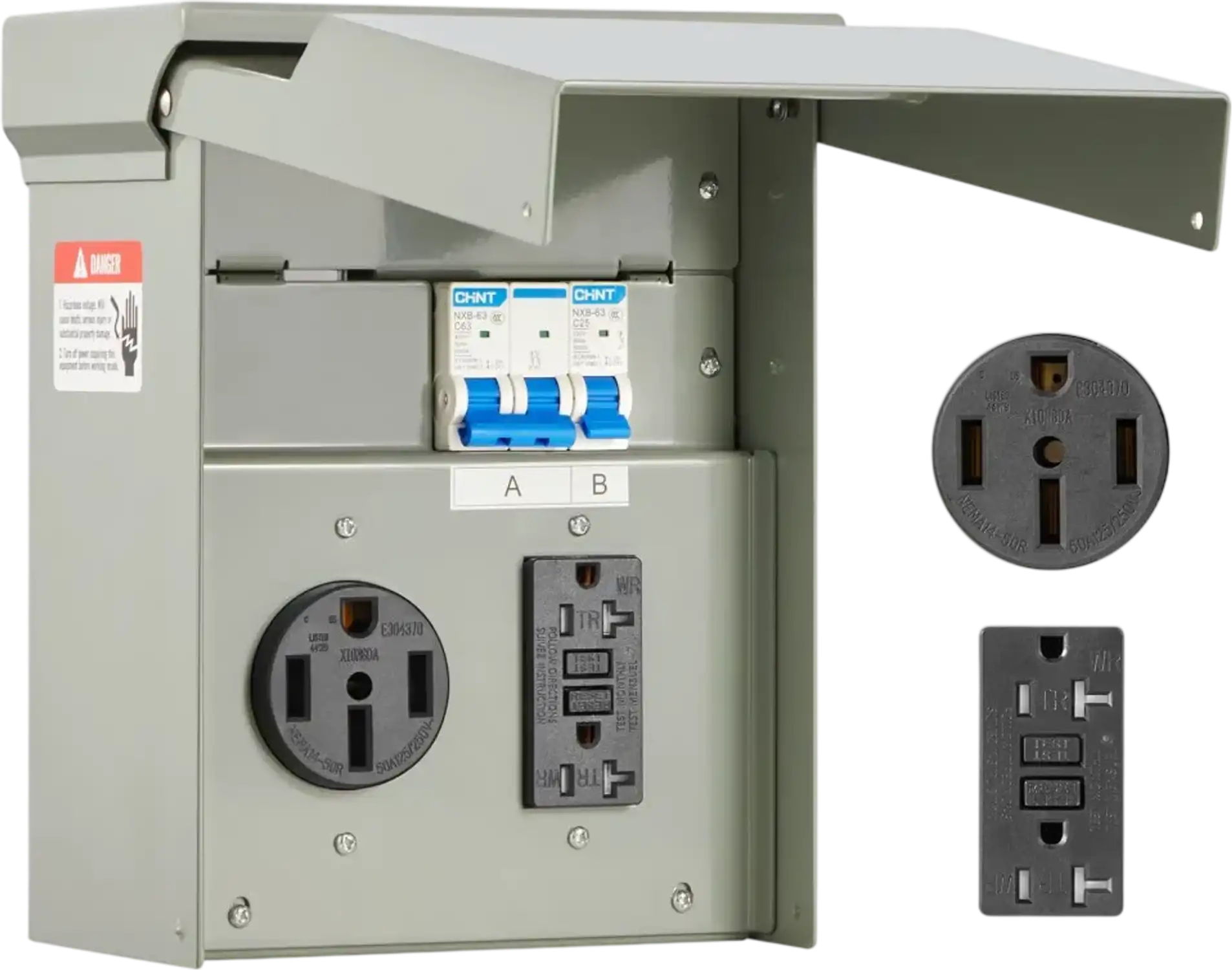 Vevor Power Outlet Panel 20A & 50A RV EV Weatherproof Box New