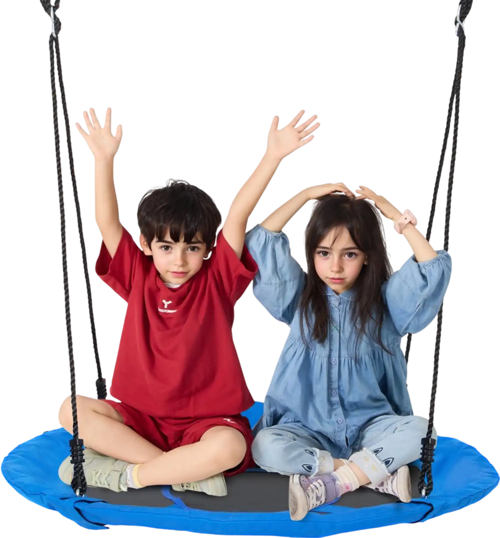 VEVOR Tree Swing, 40 Inch Saucer Swing, 750lbs Weight Capacity, 900D Oxford Fabric Swing Seat with 2 Tree Hanging Straps and Adjustable Multi-Strand Ropes, Round Swing for Kids Outdoor, Blue