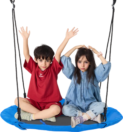 VEVOR Tree Swing, 40 Inch Saucer Swing, 750lbs Weight Capacity, 900D Oxford Fabric Swing Seat with 2 Tree Hanging Straps and Adjustable Multi-Strand Ropes, Round Swing for Kids Outdoor, Blue