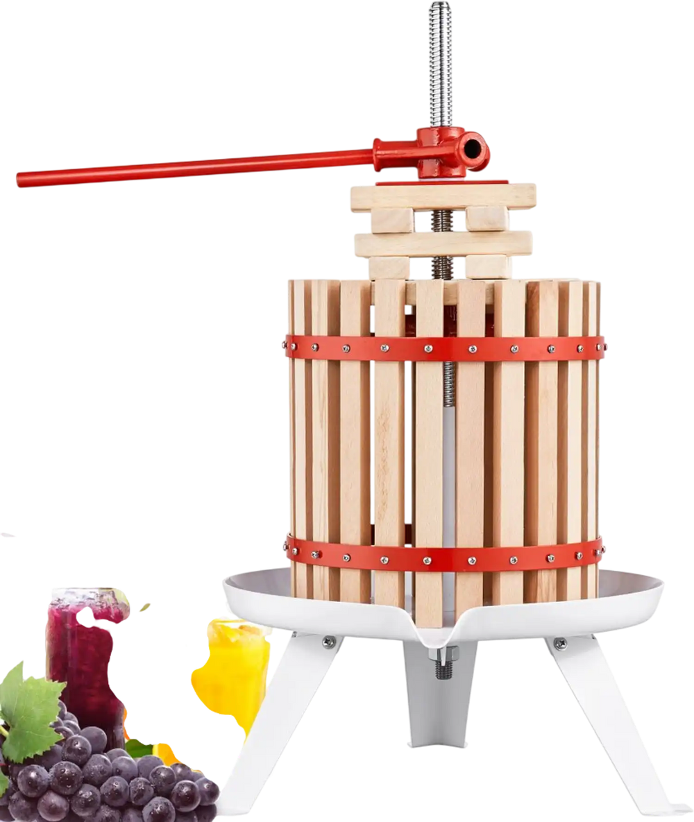VEVOR Fruit Wine Press, 2.98 Gal/11.3L, Solid Wood Basket with 6 Blocks, Manual Juice Maker, Cider Apple Grape Tincture Vegetables Honey Olive Oil Making Press with Pole Handle Bar for Kitchen, Home