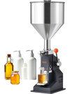 VEVOR Manual Paste Liquid Filling Machine, 5-100ml Bottle Filler, Adjustable Bottle Filling Machine, Stainless Steel Liquid Filler with Hopper for Milk Water Juice Essential Oil Shampoo Cosmetic Honey