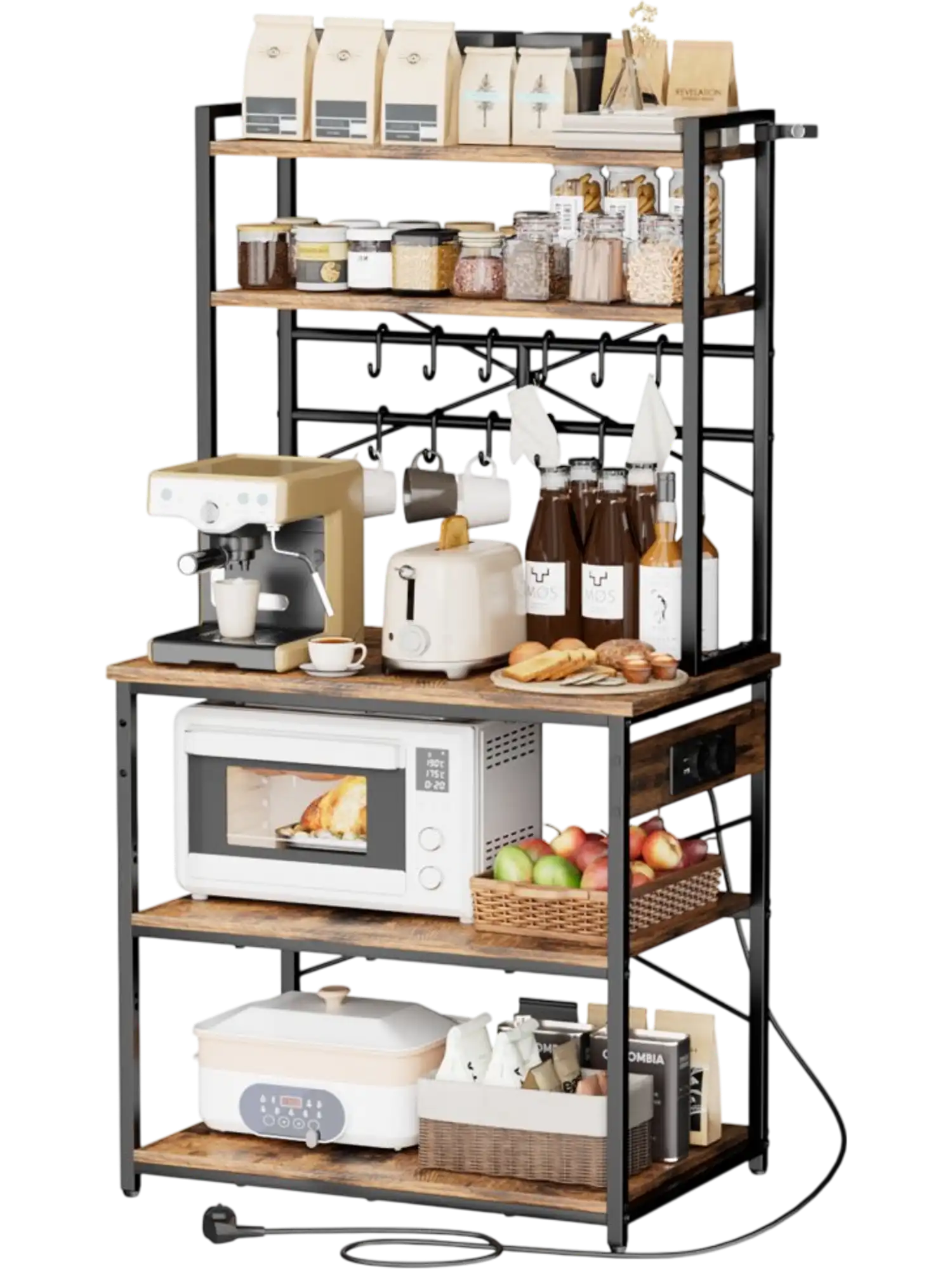 Vevor Bakers Rack Kitchen Stand with Power Outlet New