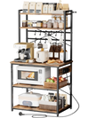 VEVOR Kitchen Bakers Rack, 5 ft Power Cable Bakers Rack with Power Outlet, Kitchen Stand with X-Shaped Support Bar, 12 S-Shaped Hooks, Coffee Bar Stand for Dishes, Spice Bottles, Built-In Power Strip